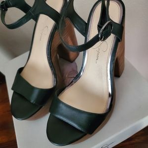 Jessica Simpson black and tan mary jane platforms
